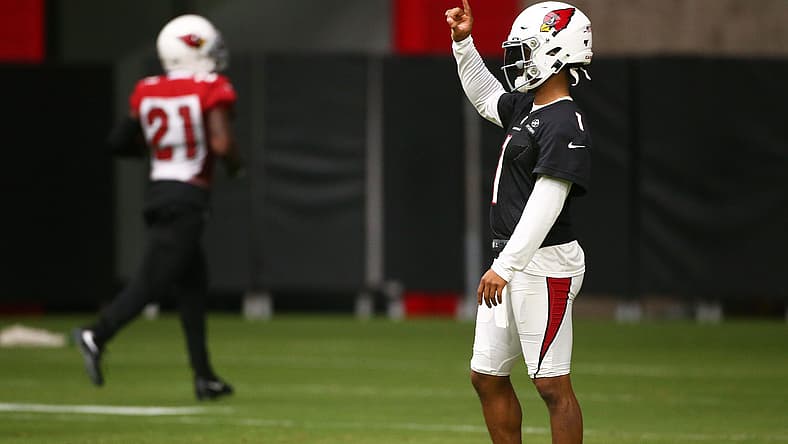 Arizona Cardinals cornerback Patrick Peterson (21) intercepted a Kyler Murray pass during training camp on July 26, 2019 in