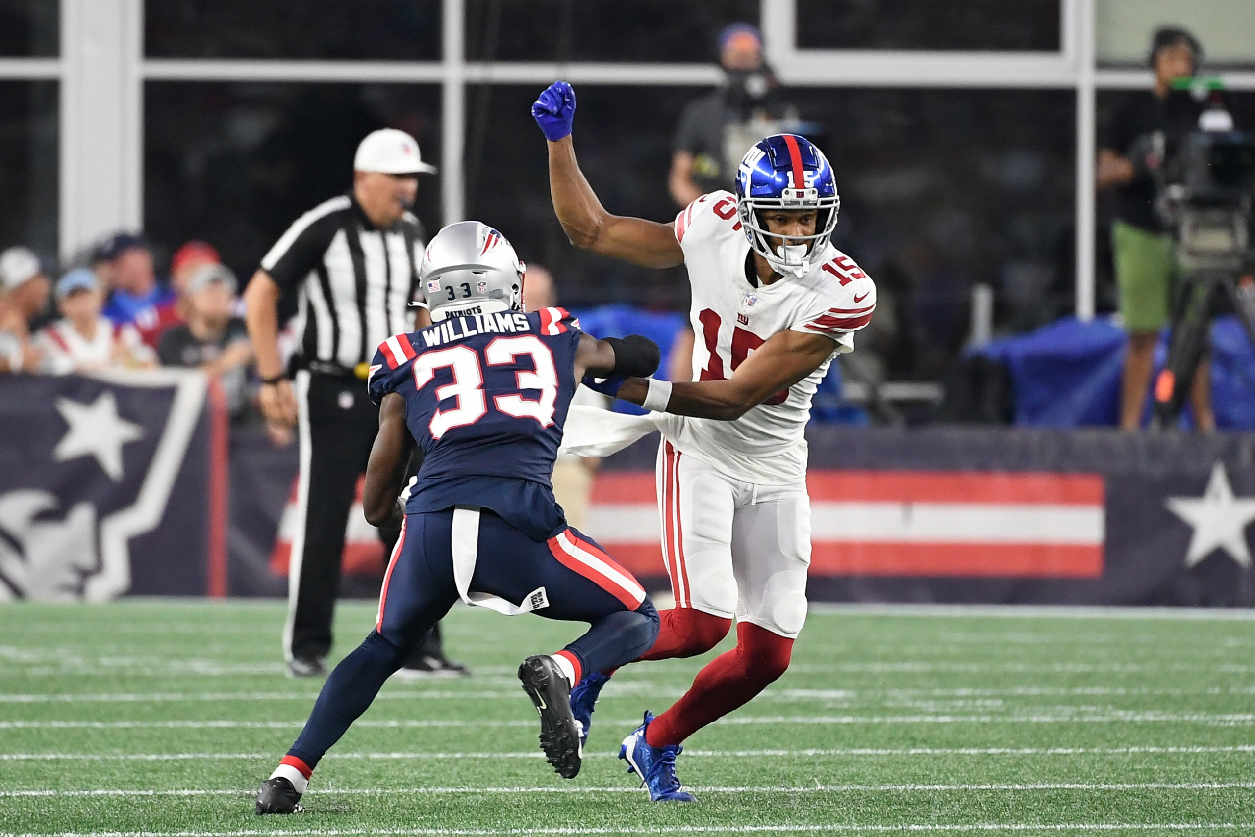 New England Patriots cornerback Joejuan Williams (33) following an